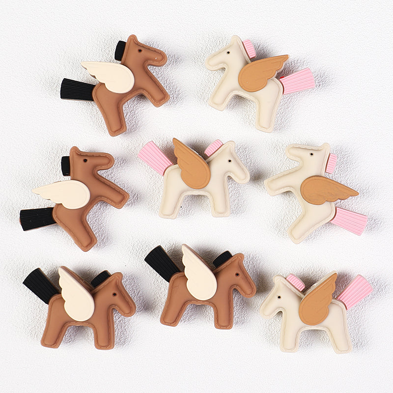 20Pcs Silicone 3D Focal Beads Flying Horse Brown Yellow Wings Tail 5