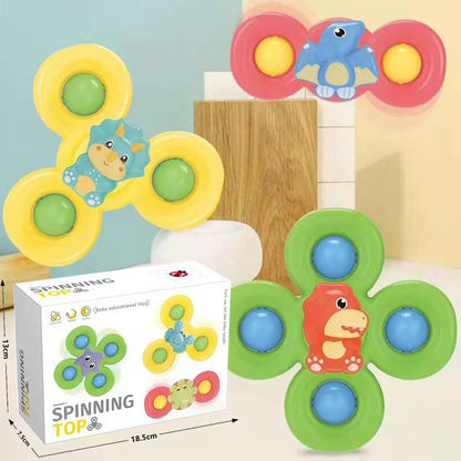 Dinosaur Suction Cup Spinner Bath Toys Set of 3 for Toddlers 3