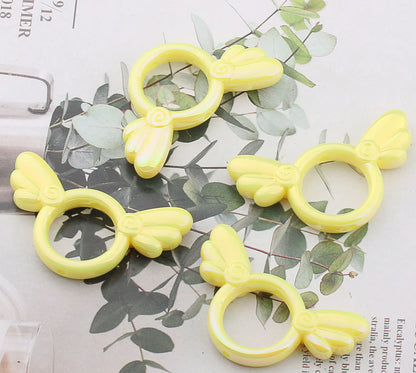 2Pcs 25x46mm Sakura Angel Wings Acrylic Beads UV Finish Color Plated 15