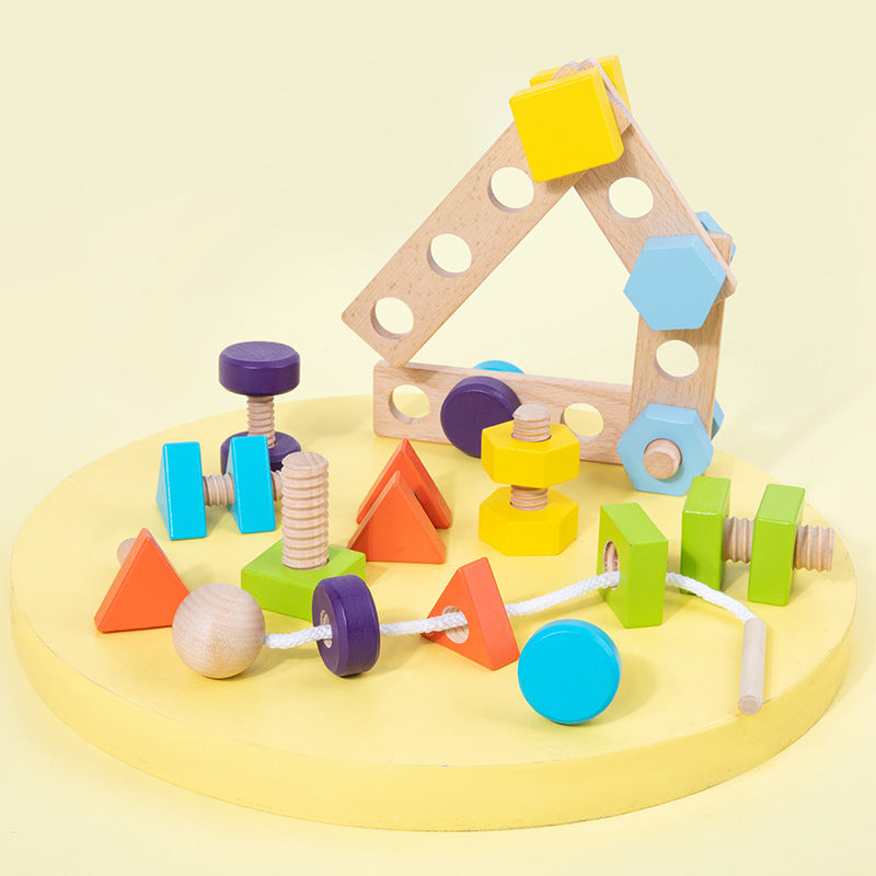 Wooden Shape Nut Pairing Montessori Toys Fine Motor Skills 3