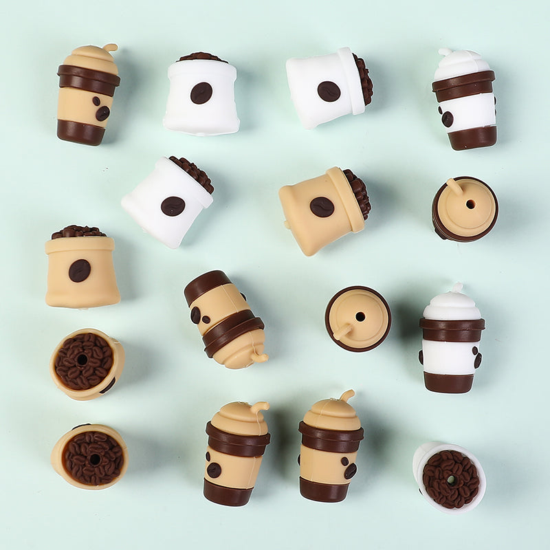 20Pcs Silicone 3D Focal Beads Coffee Cup with Coffee Bean Detail 3