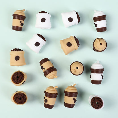 20Pcs Silicone 3D Focal Beads Coffee Cup with Coffee Bean Detail 3