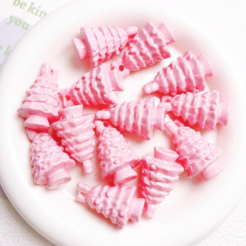 5pcs 36x22mm Christmas Tree Acrylic Beads Holiday Craft 5