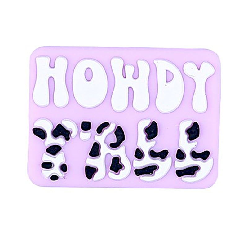 20pcs Silicone Focal Beads Howdy Y All Rectangular Patch Design 3