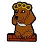 20pcs Silicone Focal Beads Brown Dog with Daisy Flower Crown
