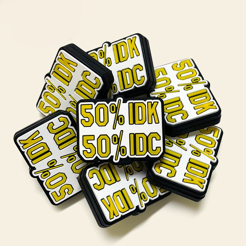 20Pcs Silicone Focal Beads Geometric Design Dialog Rectangle Shape