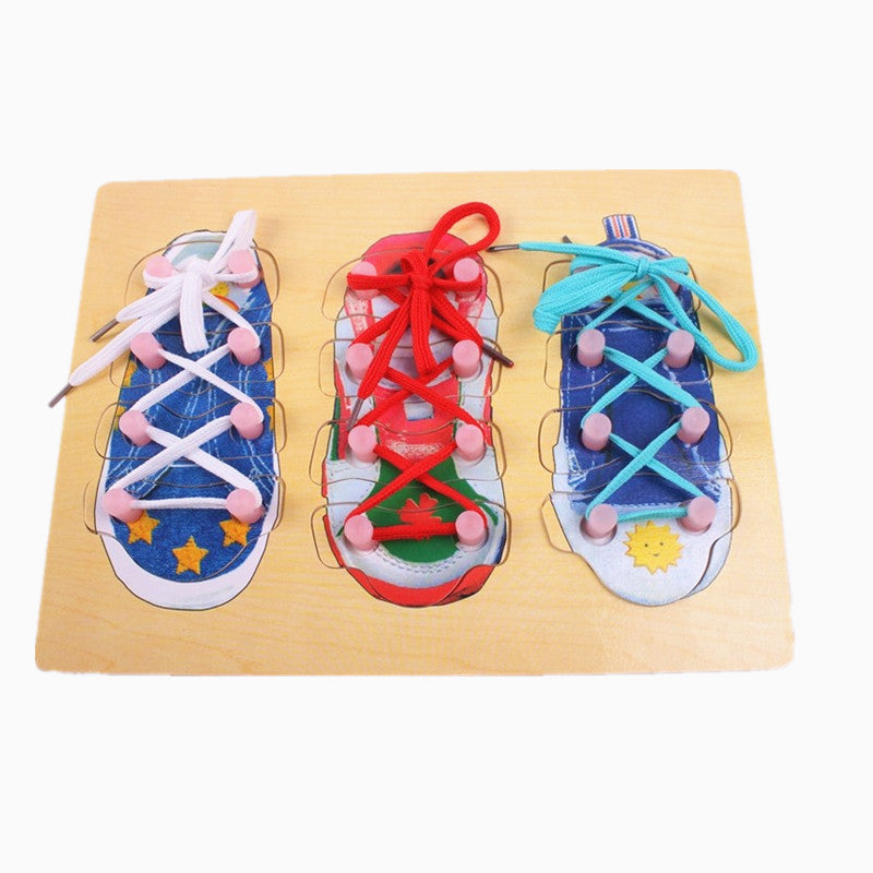 Wooden Montessori Toys Shoelace Tying Board Educational Toy 4