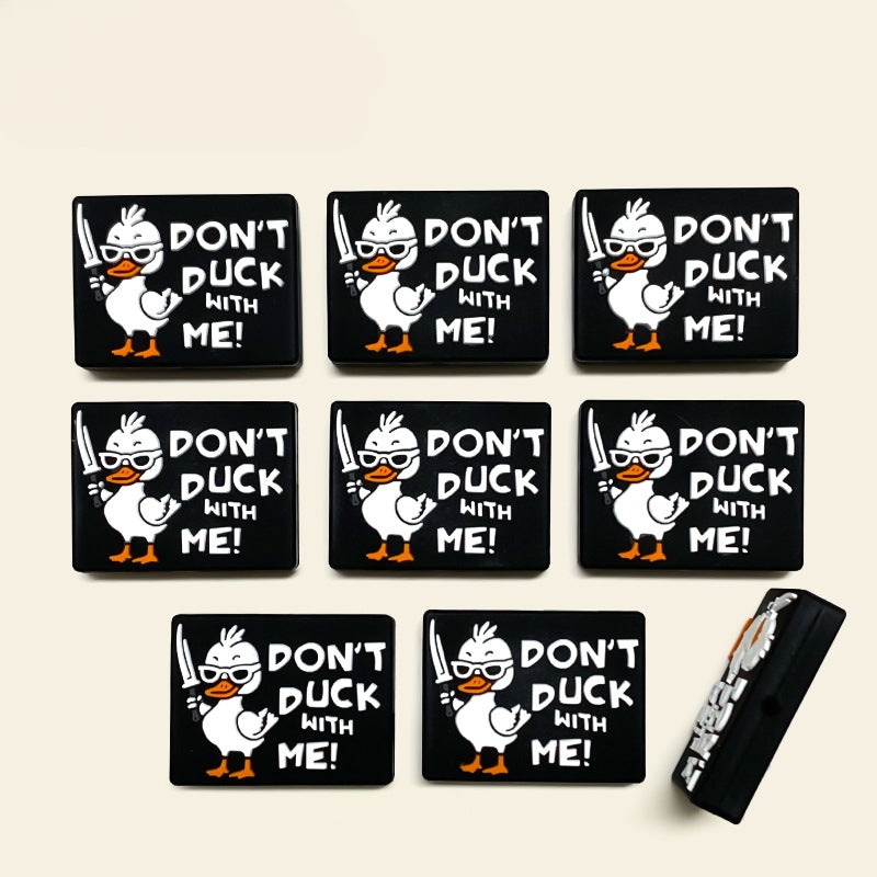 20pcs Silicone Focal Beads Handsome Duck Front Facing with Sword