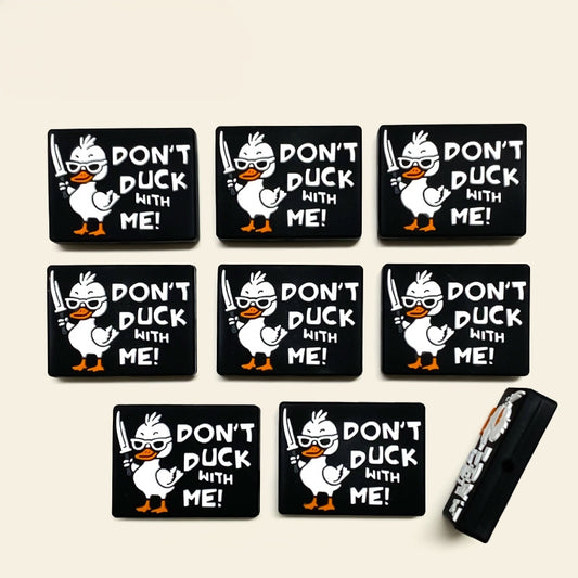 20pcs Silicone Focal Beads Handsome Duck Front Facing with Sword