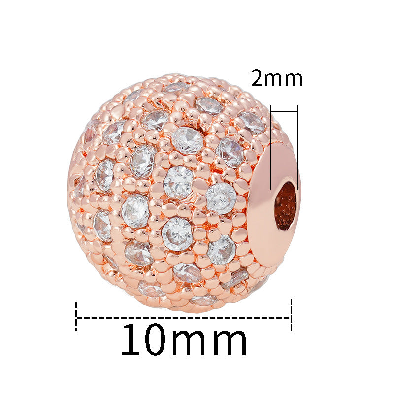 30pcs Fancy Zirconia Paved Brass Round Beads 8
