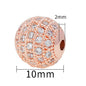 30pcs Fancy Zirconia Paved Brass Round Beads 8