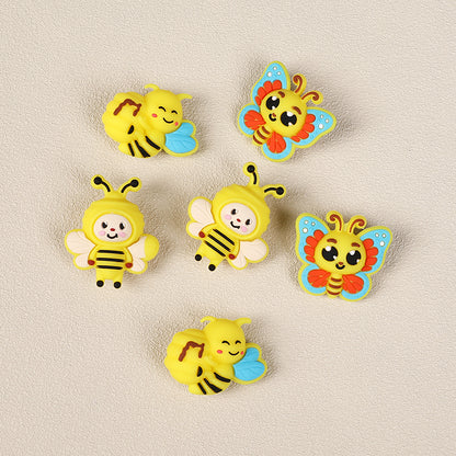 Silicone 3D Focal Beads Bee Butterfly with Smiling Faces 2