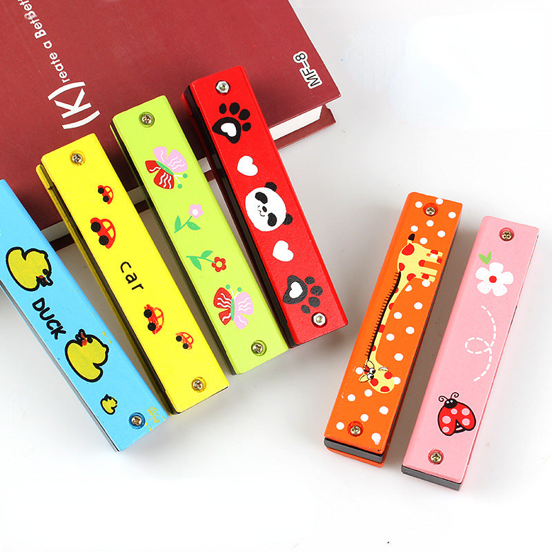 Wooden Double-Row 16-Hole Harmonica Kids Musical Instrument Toy 2