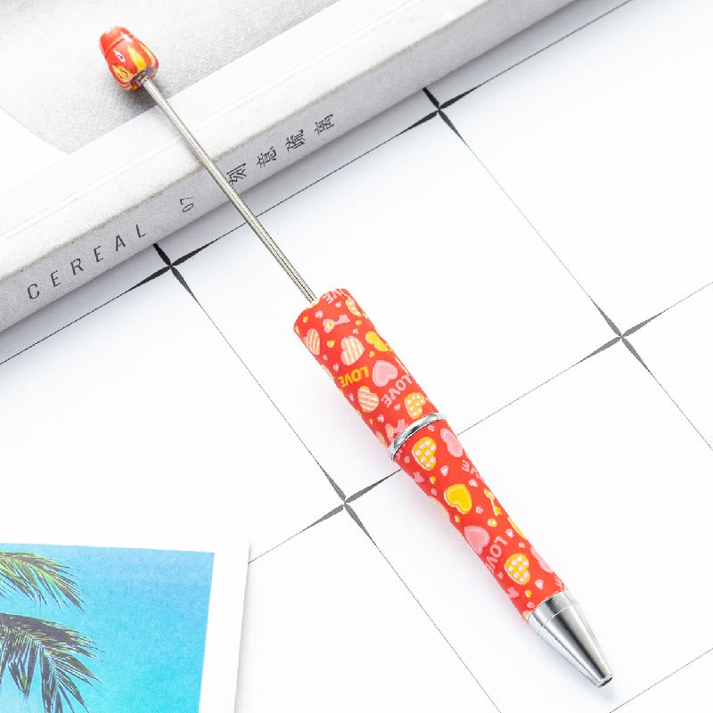 Valentine's Day Heart Print Beadable Ballpoint Pens 14.4cm DIY 7