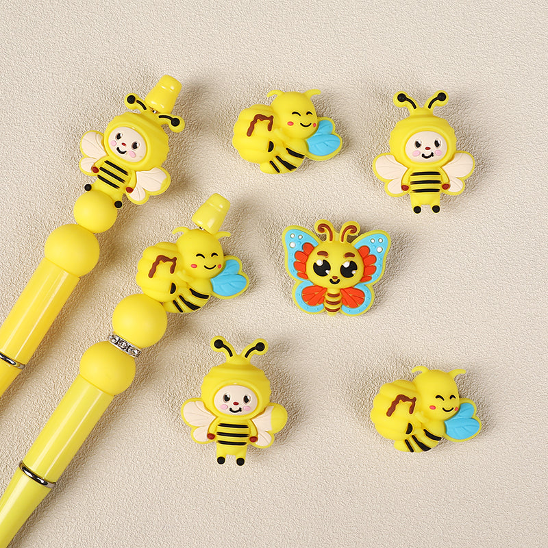 Silicone 3D Focal Beads Bee Butterfly with Smiling Faces 9