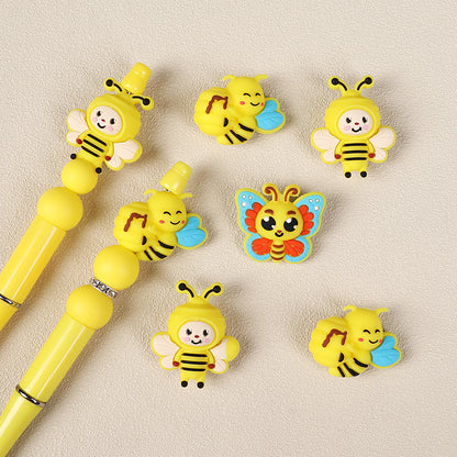 Silicone 3D Focal Beads Bee Butterfly with Smiling Faces 9