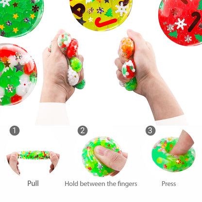 TPR Christmas Glitter Sensory Stress Ball Squeeze Toy 3.5cm 2