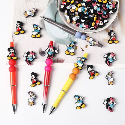 20Pcs Silicone Focal Beads Round Ear Mouse Character Hands on Hips Pose 6