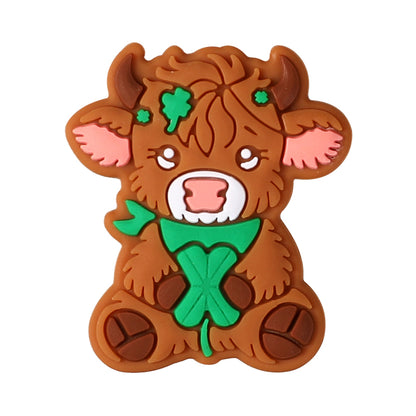 Silicone Focal Beads Saint Patrick Day Clover Highland Cattle Design 12