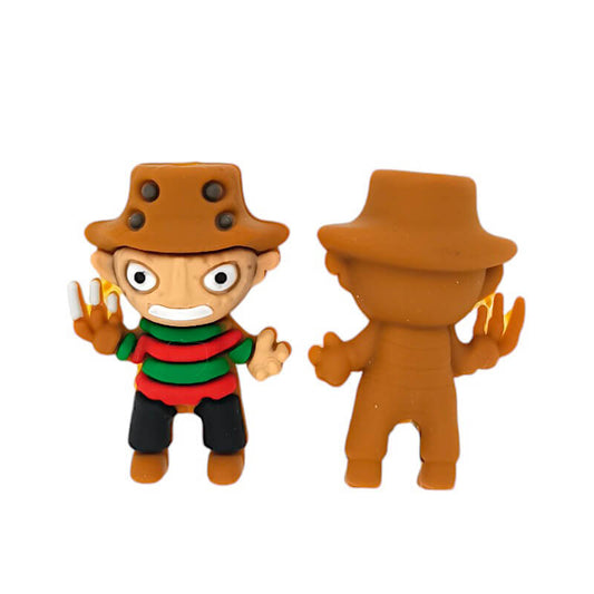 Silicone 3D Focal Beads Creepy Character Wearing Brown Hat and Striped Sweater