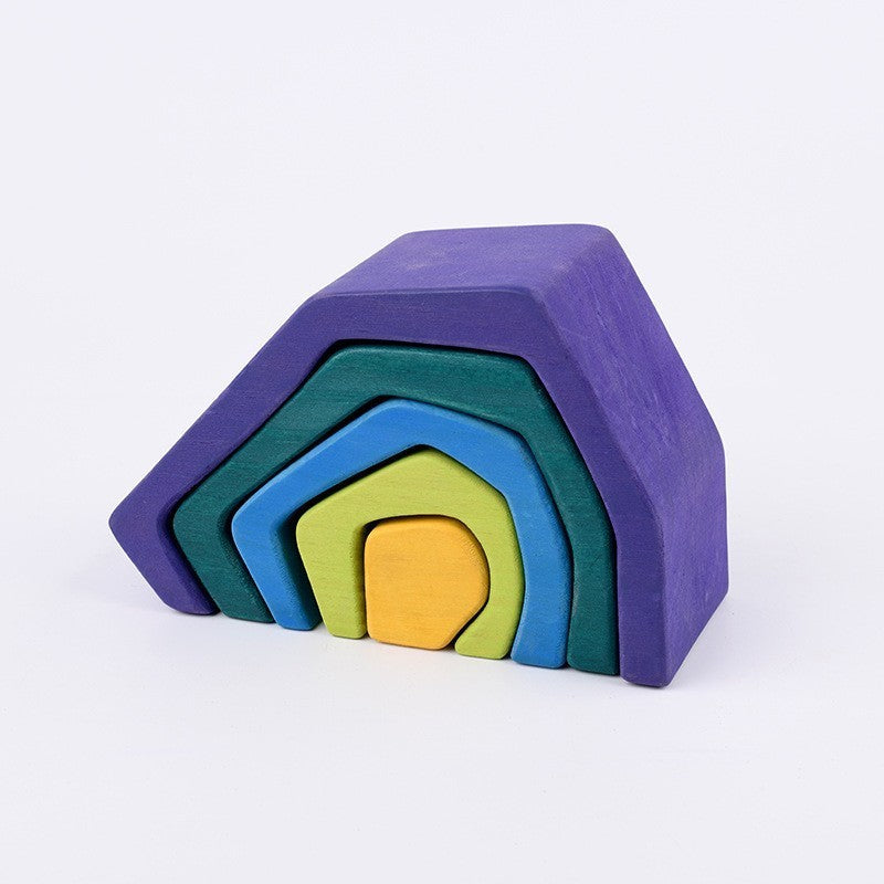 Wooden Rainbow Stacking Blocks Building Blocks Educational Toy 12pcs 12