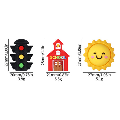 20Pcs Silicone 3D Focal Beads Traffic Light Sun School Front Facing 7