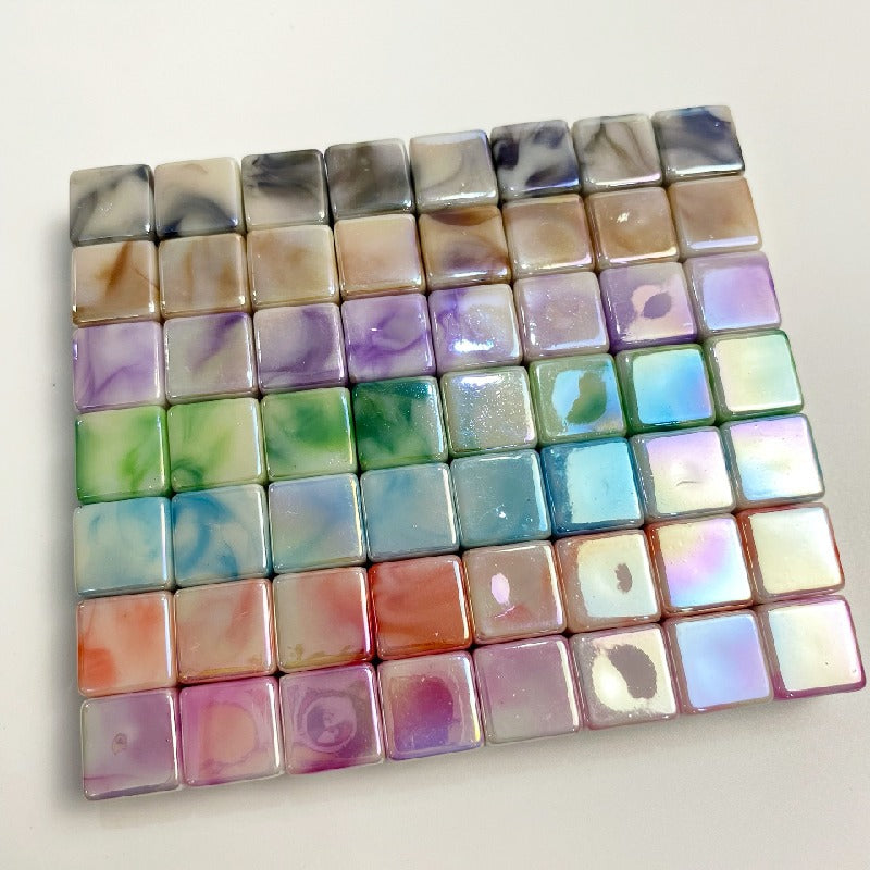50pcs 14mm UV Finish Gradient Cube Acrylic Beads Jewelry Making 4