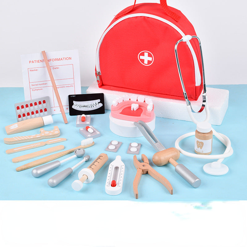 Wooden Medical Bag Montessori Toys Pretend Play for Kids 5