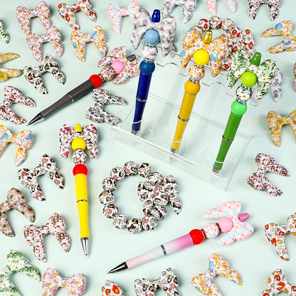 10Pcs Silicone 3D Focal Beads Colorful Bow Printed Shape 4