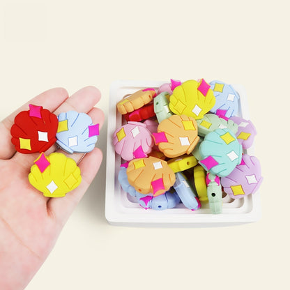 Silicone Focal Beads Shell Shape with Decorative Sparkles 5