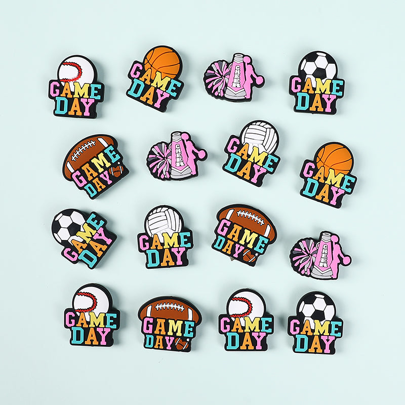 Silicone Focal Beads Ball Game Match Day Printed Text Design 3