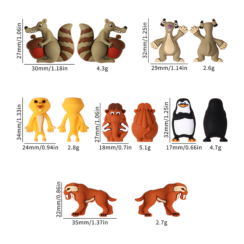 20Pcs Silicone 3D Focal Beads Penguin Animal Characters Set 9