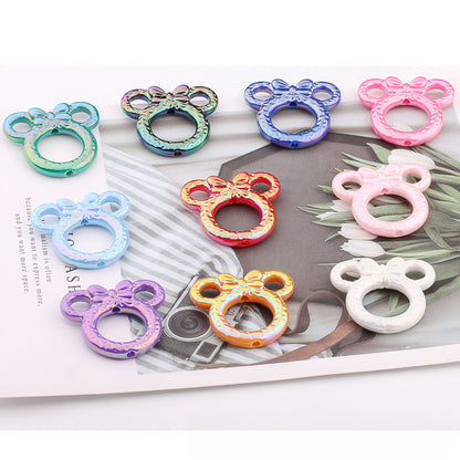 2Pcs 34x37mm Deep UV Color Plated Mickey Ring Head Acrylic Beads