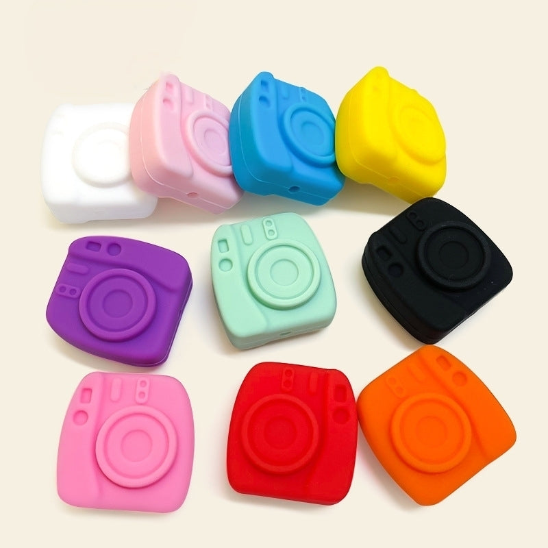 20Pcs Silicone Focal Beads Camera Solid Color Creative Design