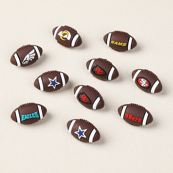 Silicone 3D Focal Beads American Football Team Logo Football Shape 4