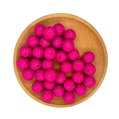 50pcs 15mm Printed Crackle Silicone Beads Colorful Design 9