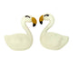 Silicone 3D Focal Beads Pink White Smiling Swan Facing Beak Detail 2
