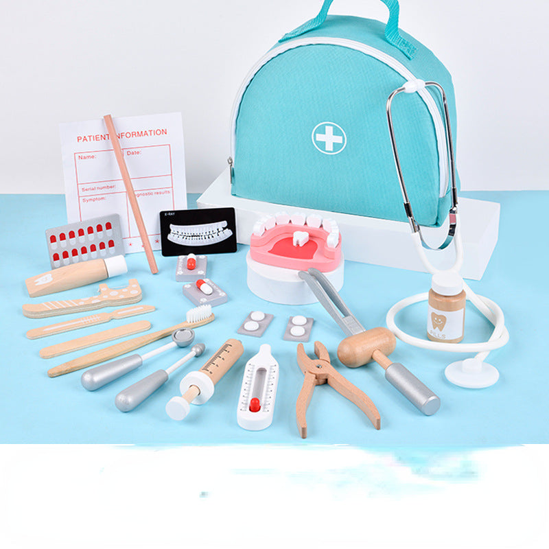 Wooden Medical Bag Montessori Toys Pretend Play for Kids 6