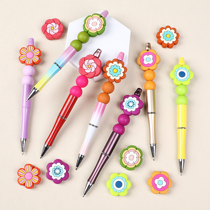 Silicone Focal Beads Bohemian Seven Flowers Layered Petal Detail 7