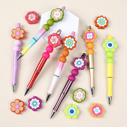 Silicone Focal Beads Bohemian Seven Flowers Layered Petal Detail 7