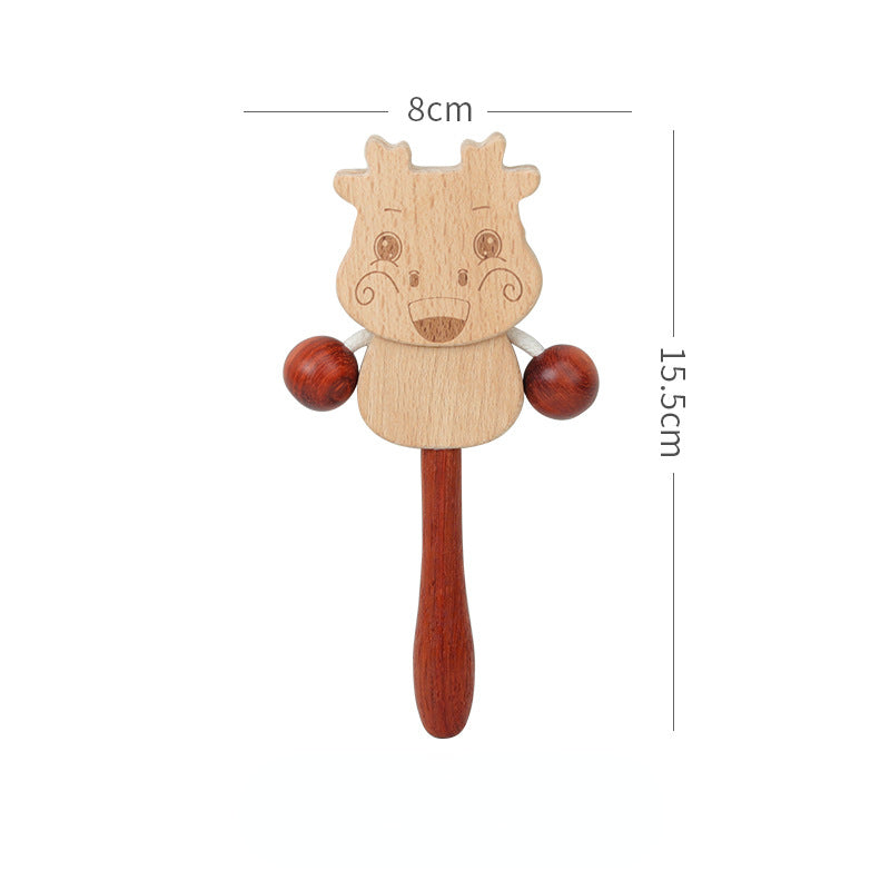 Wooden Rattle Drum Handbell Kids Musical Instrument Toy 7