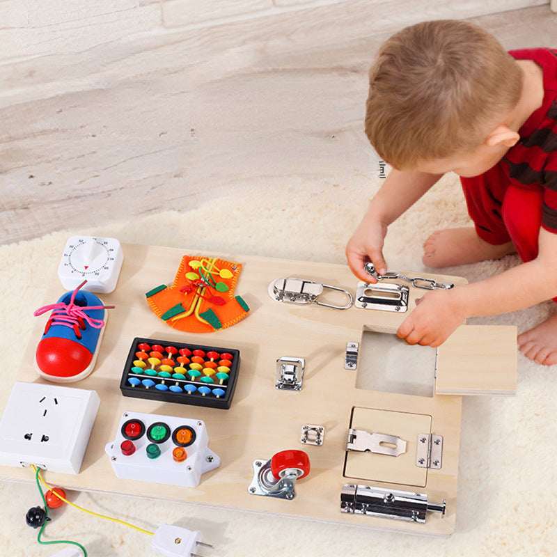 Wooden Busy Board Montessori Toys Fine Motor Skills Activity Toy 4