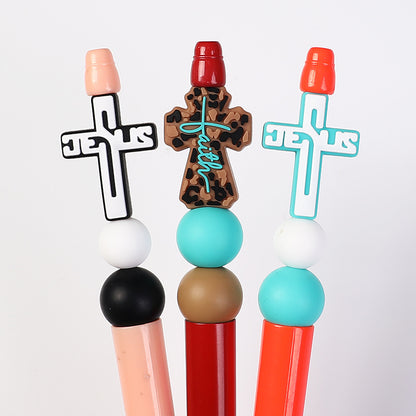 20Pcs Silicone Focal Beads Bible Cross Cutout Center Design 9