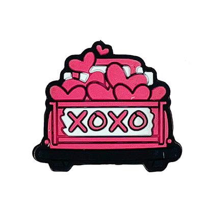20pcs Silicone Focal Beads Heart XO Truck Back Design