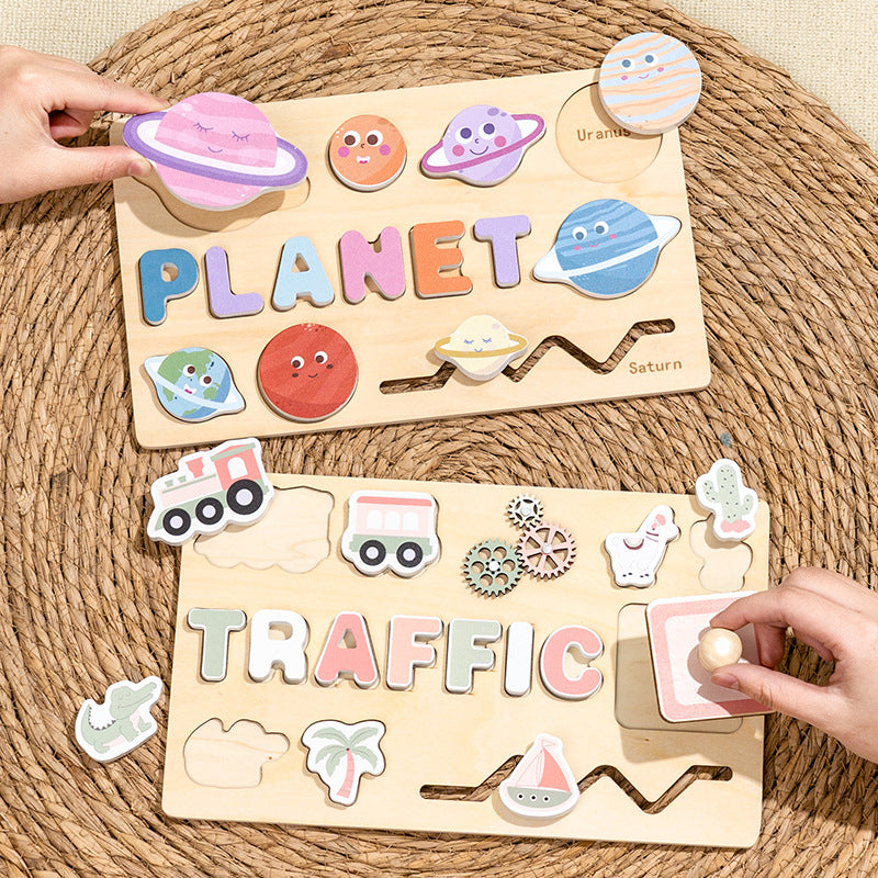 Wooden Montessori Toys Planet Hand Grab Board for Toddlers 2