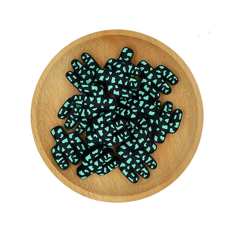 20pcs Silicone Focal Beads Cactus Cutout Center Design 10