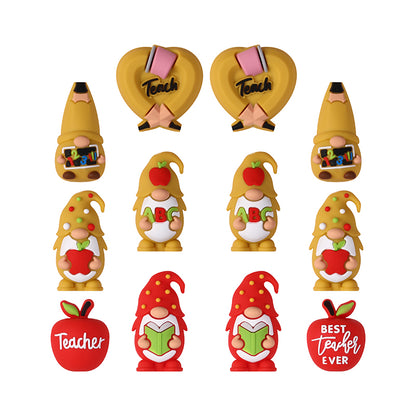 20Pcs Silicone 3D Focal Beads Teacher Series Pencil and Gnome Designs 8