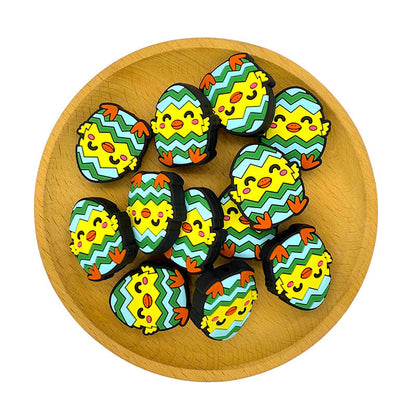 Silicone Focal Beads Easter Teal Eggshell Chick Sitting Pose 2