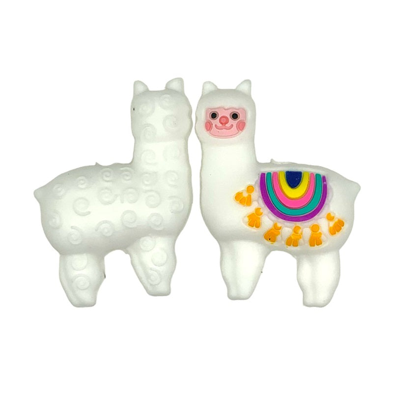 Silicone 3D Focal Beads Rainbow Alpaca with Colorful Blanket Detail