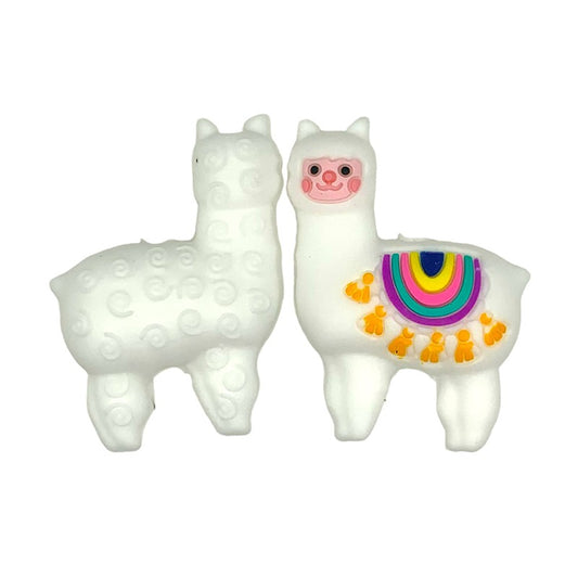 Silicone 3D Focal Beads Rainbow Alpaca with Colorful Blanket Detail